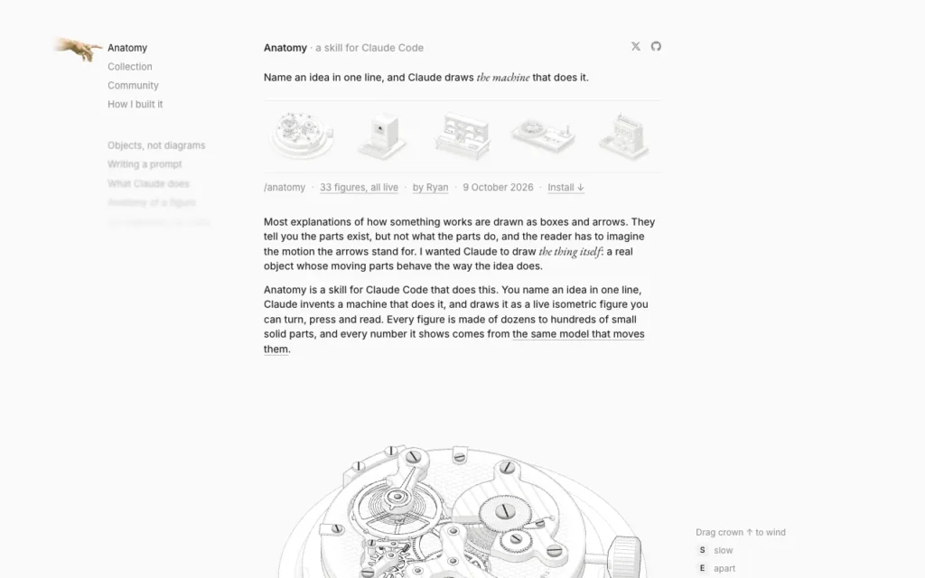 skills.wheresryan.sh/anatomy: a working watch movement drawn by the anatomy skill