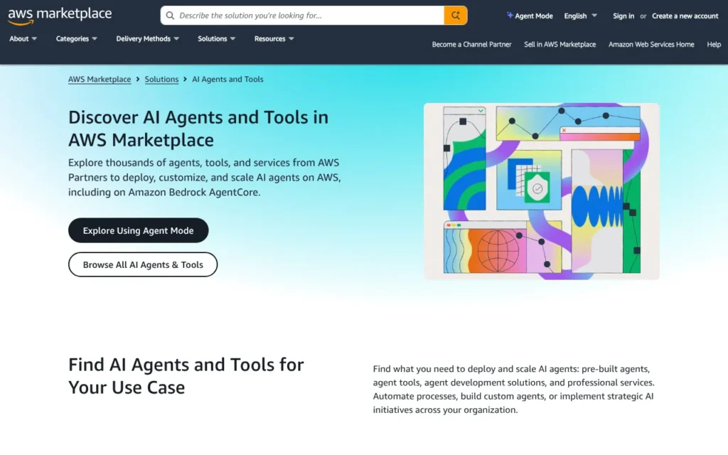AWS Marketplace AI Agents and Tools page, October 2026