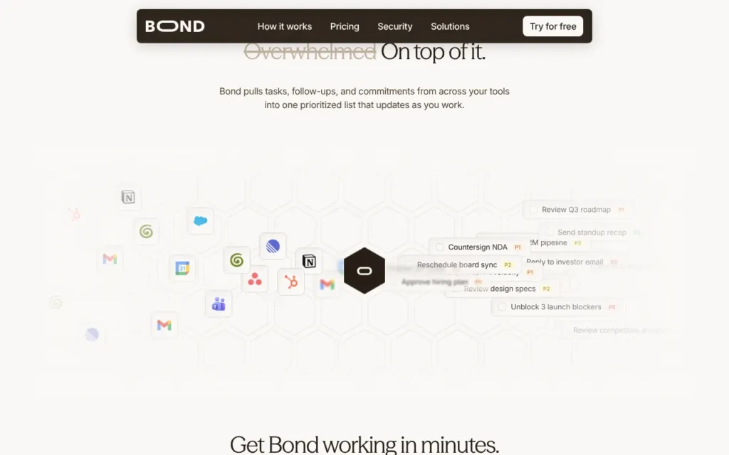 Bond website: an AI chief of staff that runs your to-do list