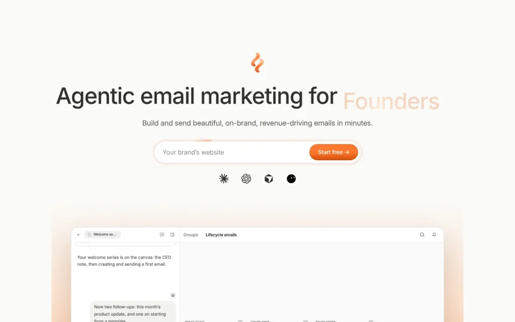 Brew website: AI email marketing that builds and sends on-brand campaigns
