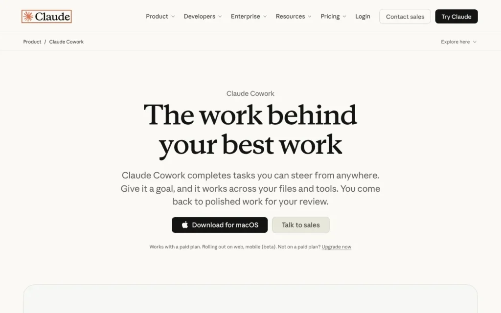 Claude Cowork website: Anthropic's agent for your files and office tasks