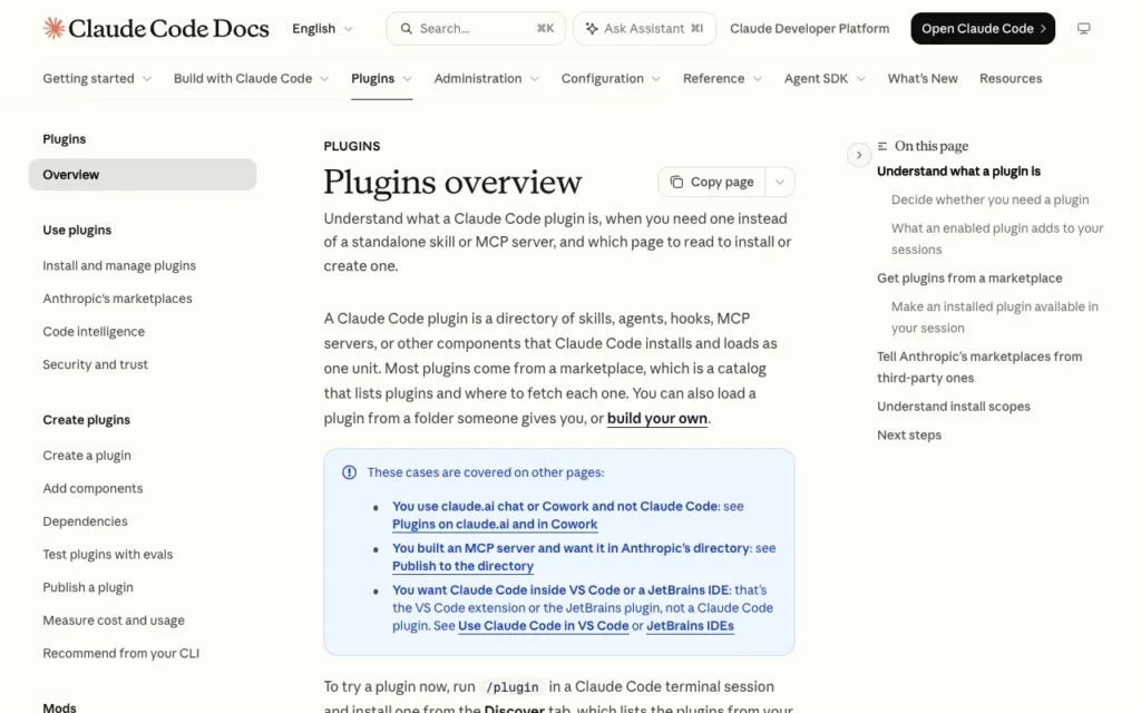 Claude Code documentation: plugins overview