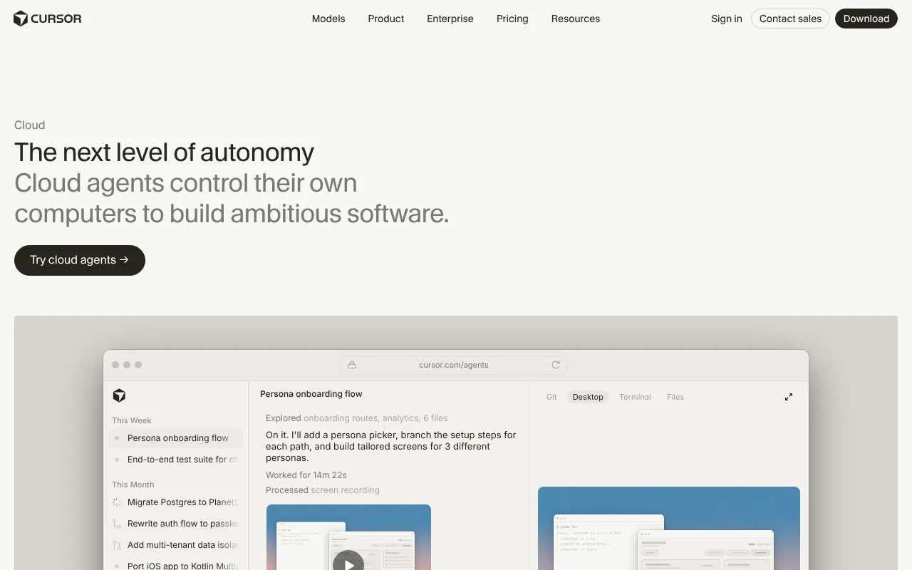 Cursor interface, from its website