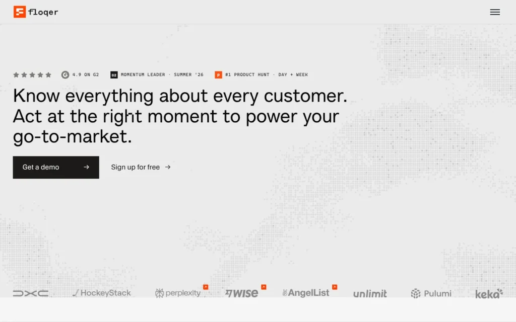 Floqer website: AI agents that find and enrich sales leads