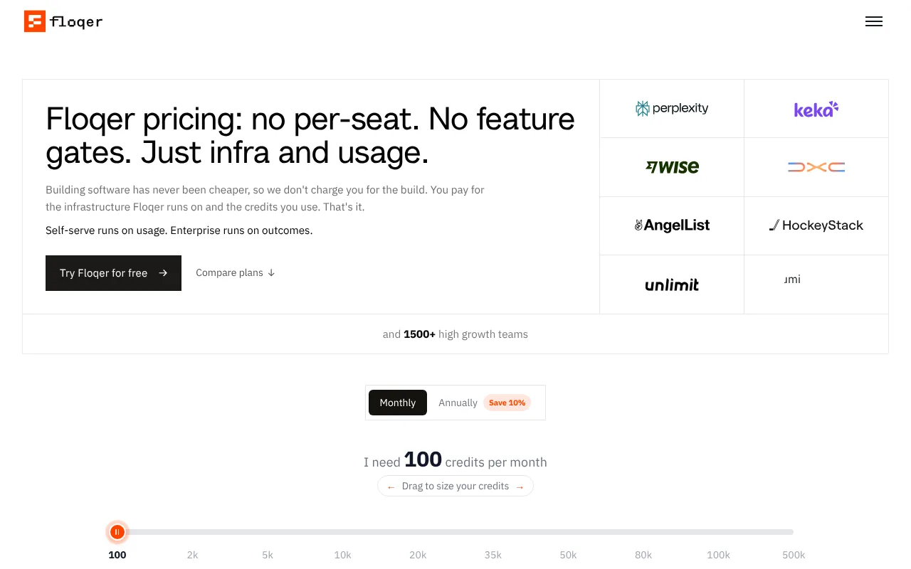 Floqer pricing page, October 2026