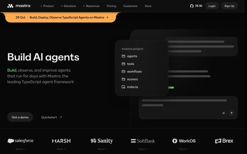 Mastra Factory website: AI agents that turn bug reports into code changes