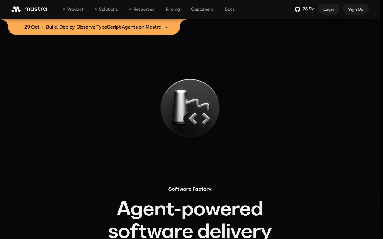 Mastra Factory interface, from its website