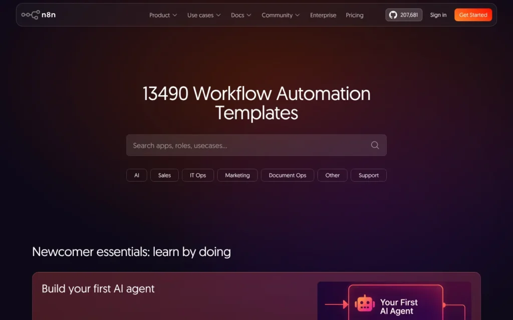 n8n Templates library page, October 2026