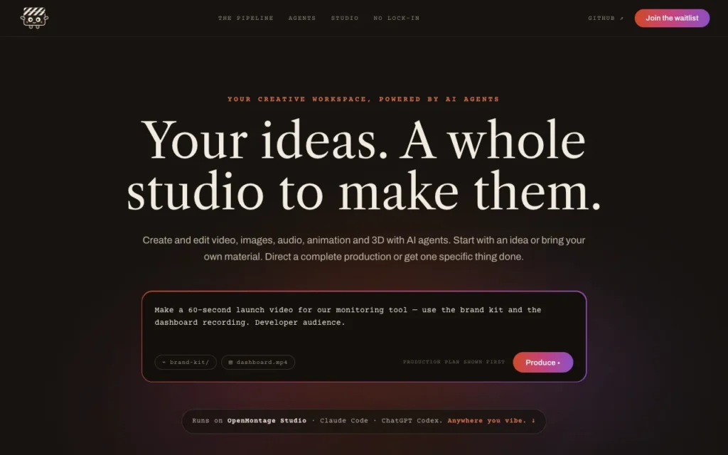 openmontage.video: Your ideas. A whole studio to make them.