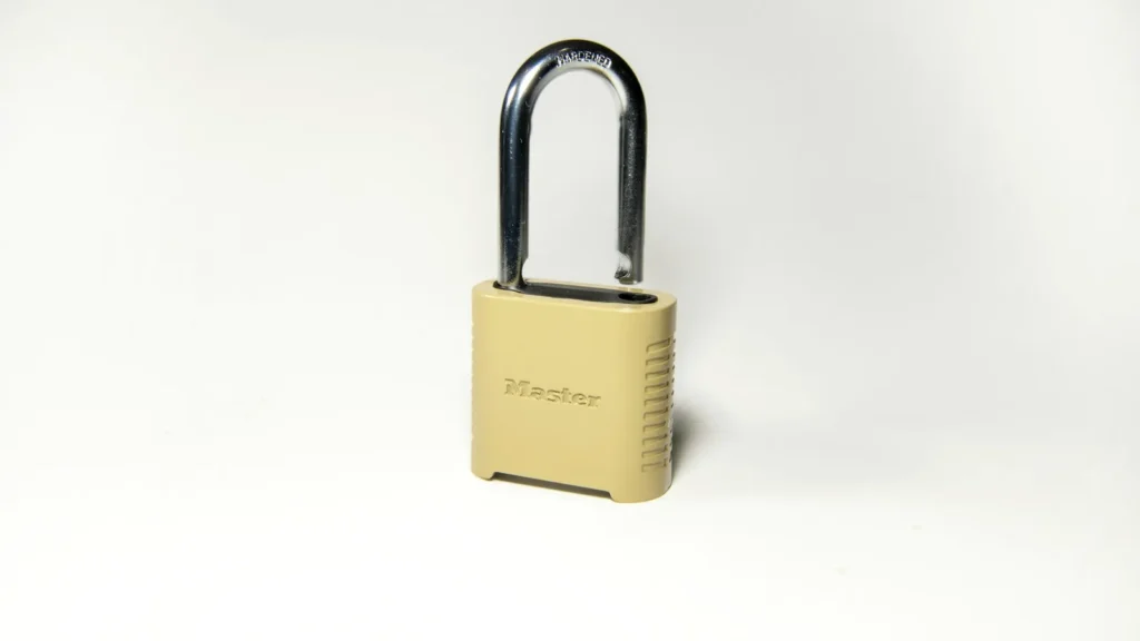 A padlock on a white surface