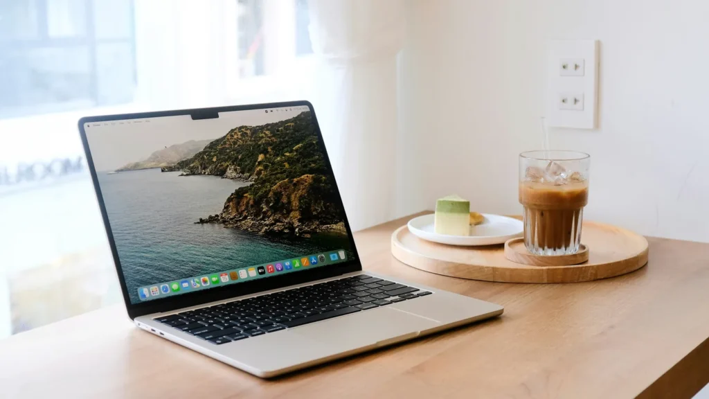 A laptop on a table