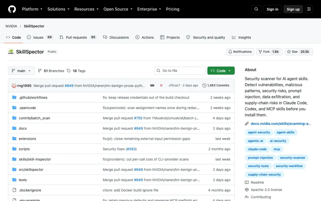 NVIDIA SkillSpector on GitHub