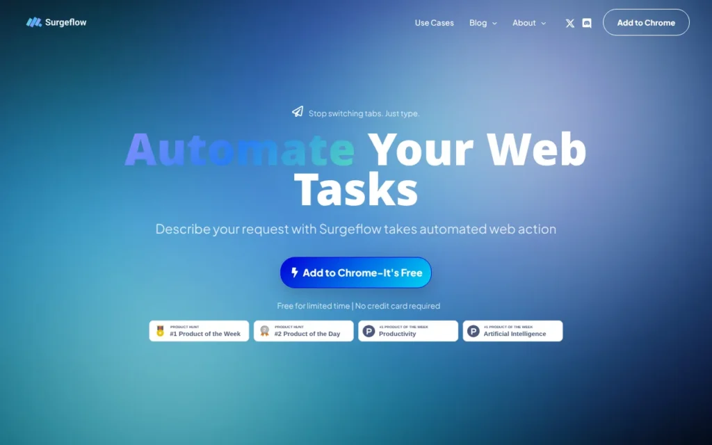 Surgeflow website: a free browser agent for multi-tab tasks
