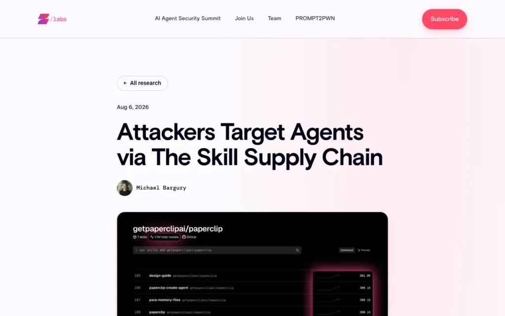 Zenity Labs' write-up of the trojanised Paperclip skills on skills.sh